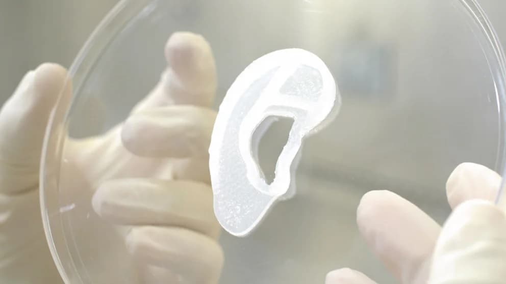 Lograron trasplantar una oreja impresa en 3D hecha de células humanas