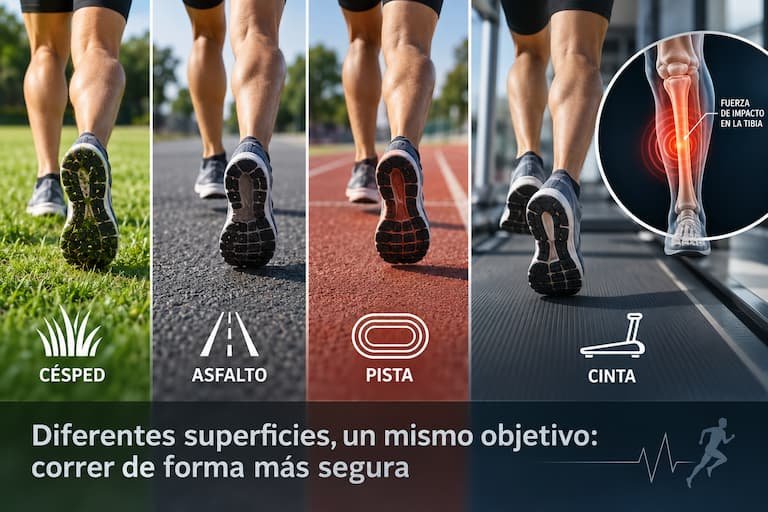 La cinta reduce el impacto tibial al correr frente a superficies exteriores