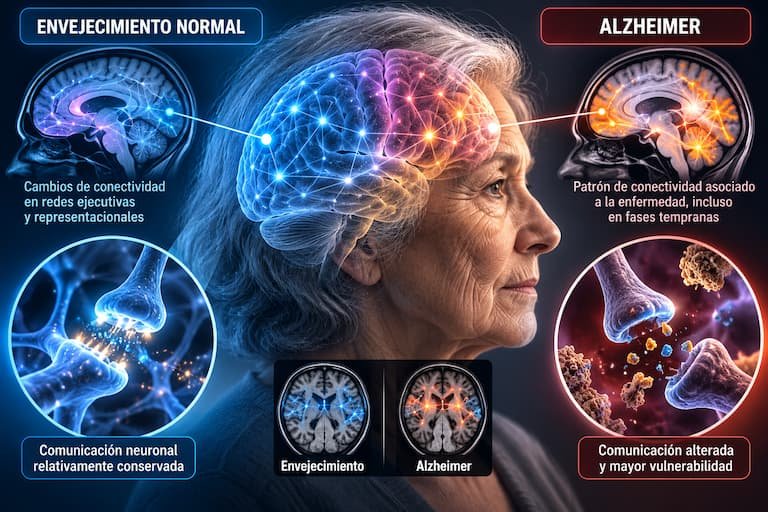 Alzheimer y envejecimiento alteran el cerebro de forma distinta